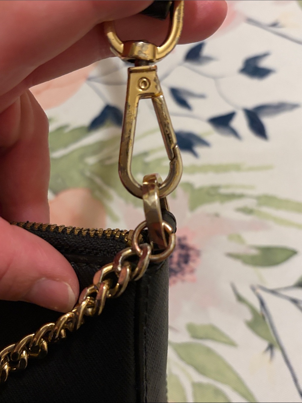 Michael Kors Black Leather Crossbody with Gold Chain Accent - Picture 6 of 14